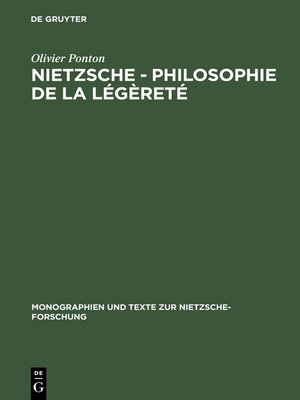 cover image of Nietzsche--Philosophie de la légèreté